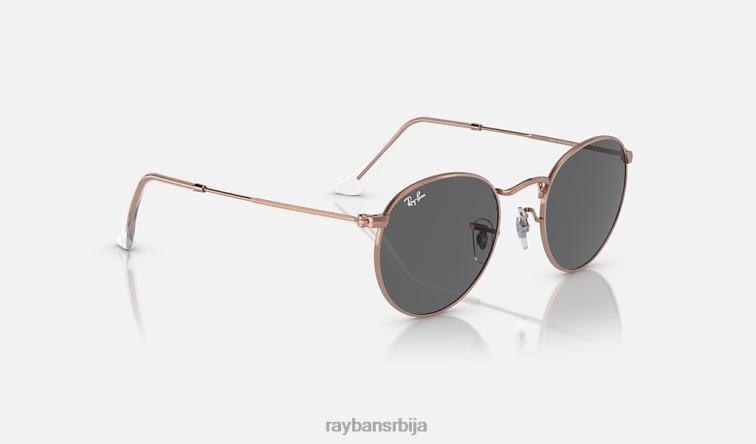 Ray-Ban округли метал P0HP393 наочаре за сунце полирано ружичасто злато/тамно сива мушкарци