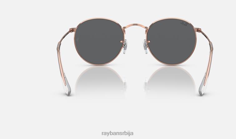Ray-Ban округли метал P0HP393 наочаре за сунце полирано ружичасто злато/тамно сива мушкарци