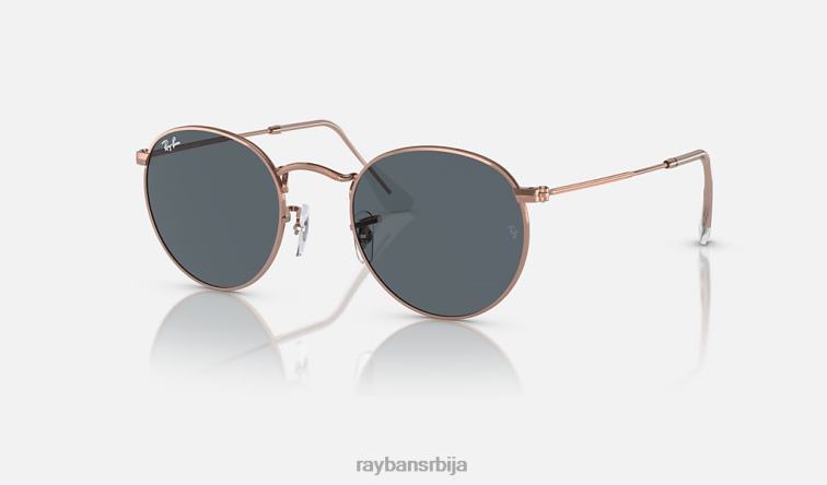 Ray-Ban округли метал P0HP395 наочаре за сунце полирано ружичасто злато/плаво мушкарци