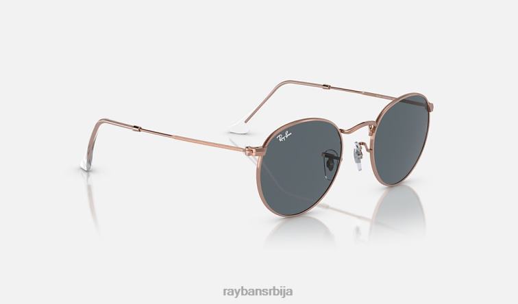Ray-Ban округли метал P0HP395 наочаре за сунце полирано ружичасто злато/плаво мушкарци