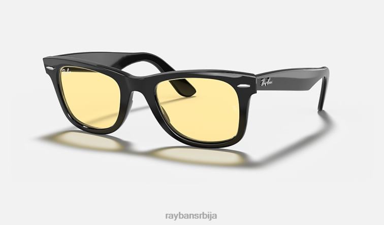 Ray-Ban оригинална сочива Ваифарер опрана P0HP398 наочаре за сунце полирана црно/жута мушкарци