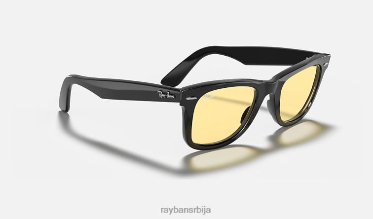 Ray-Ban оригинална сочива Ваифарер опрана P0HP398 наочаре за сунце полирана црно/жута мушкарци