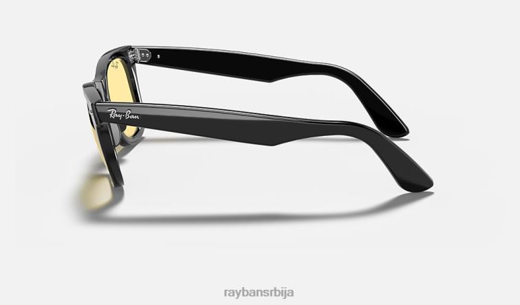 Ray-Ban оригинална сочива Ваифарер опрана P0HP398 наочаре за сунце полирана црно/жута мушкарци