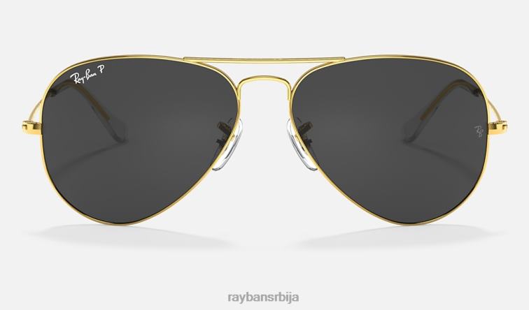 Ray-Ban авиатор цлассиц P0HP3 наочаре за сунце полирано злато/црно мушкарци