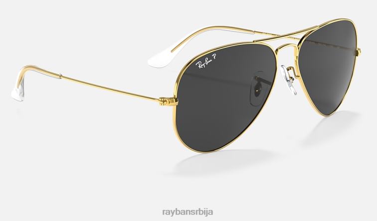 Ray-Ban авиатор цлассиц P0HP3 наочаре за сунце полирано злато/црно мушкарци