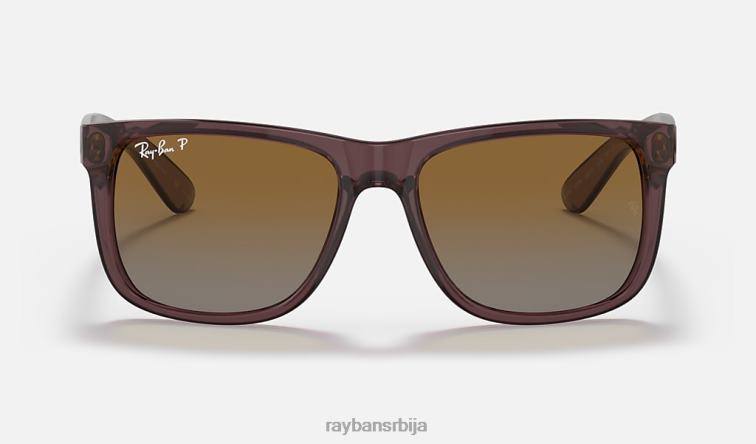 Ray-Ban Јустин Цлассиц P0HP41 наочаре за сунце полирани провидни тамно браон/браон мушкарци