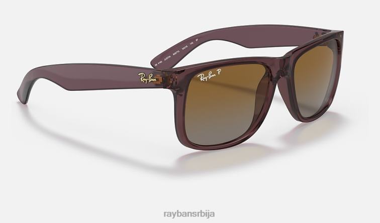 Ray-Ban Јустин Цлассиц P0HP41 наочаре за сунце полирани провидни тамно браон/браон мушкарци