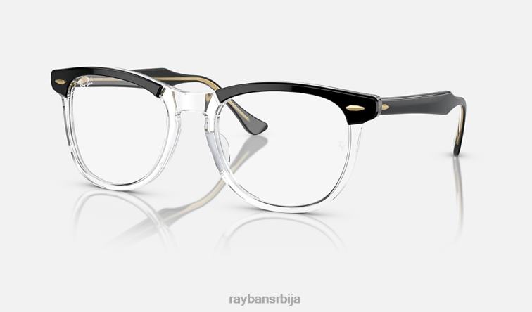 Ray-Ban прелазе орловског ока P0HP424 наочаре за сунце полирано црно на транспарентно/провидно/зелено мушкарци