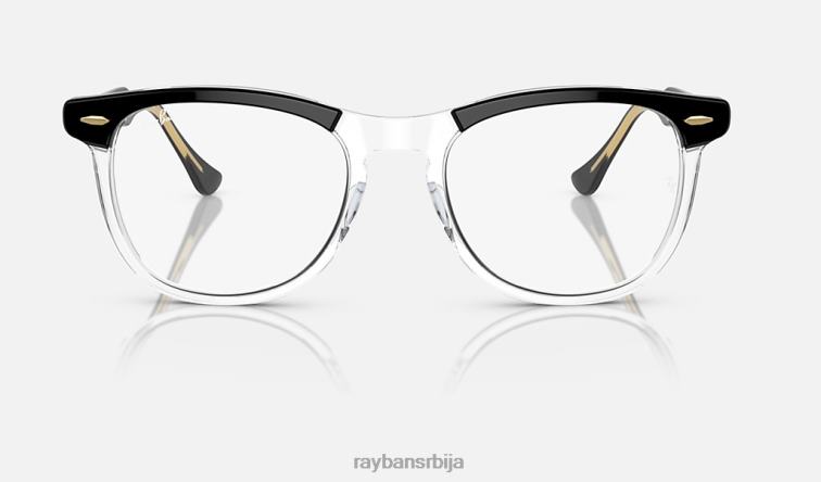 Ray-Ban прелазе орловског ока P0HP424 наочаре за сунце полирано црно на транспарентно/провидно/зелено мушкарци