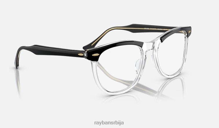 Ray-Ban прелазе орловског ока P0HP424 наочаре за сунце полирано црно на транспарентно/провидно/зелено мушкарци