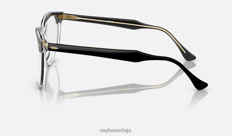 Ray-Ban прелазе орловског ока P0HP424 наочаре за сунце полирано црно на транспарентно/провидно/зелено мушкарци