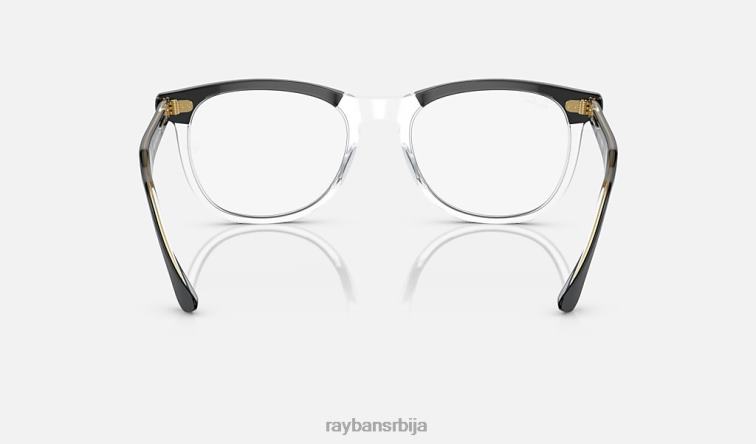 Ray-Ban прелазе орловског ока P0HP424 наочаре за сунце полирано црно на транспарентно/провидно/зелено мушкарци