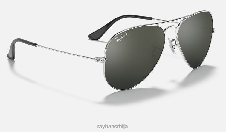 Ray-Ban авиаторско огледало P0HP441 наочаре за сунце полирано сребро/сребро мушкарци