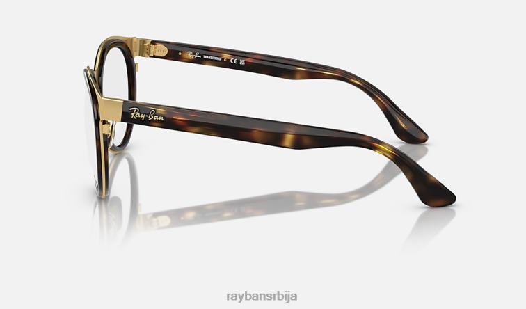 Ray-Ban бони прелази P0HP449 наочаре за сунце углачана хавана на златно/провидно/зелено мушкарци