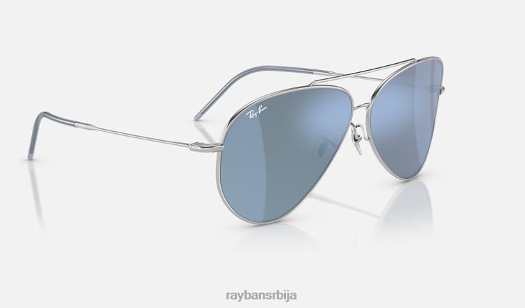 Ray-Ban авиатор реверс P0HP44 наочаре за сунце полирано сребрно/светло плаво мушкарци