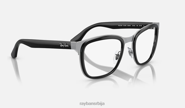 Ray-Ban клајдови прелази P0HP450 наочаре за сунце полирано црно на сребро/провидно/зелено мушкарци