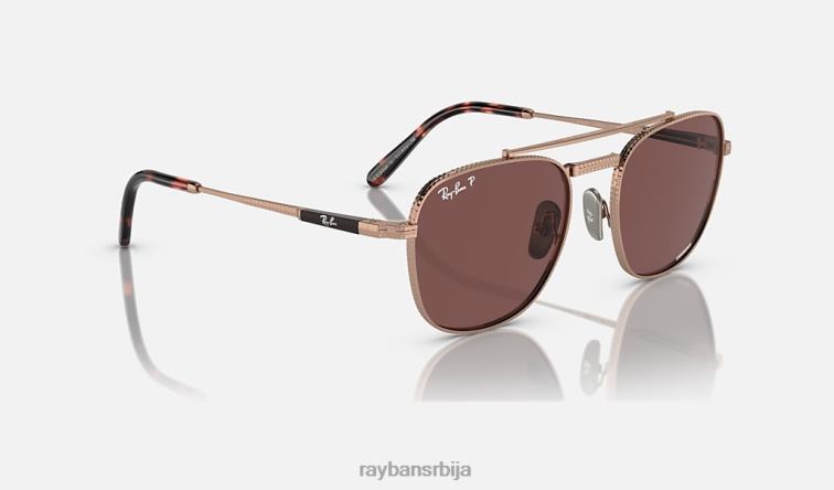 Ray-Ban франк ии титанијум P0HP459 наочаре за сунце полирано ружичасто злато/тамно љубичаста мушкарци