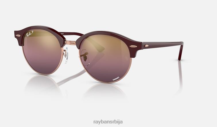 Ray-Ban цлуброунд хроманце P0HP464 наочаре за сунце полирани бордо на ружичасто злато/злато/црвено мушкарци