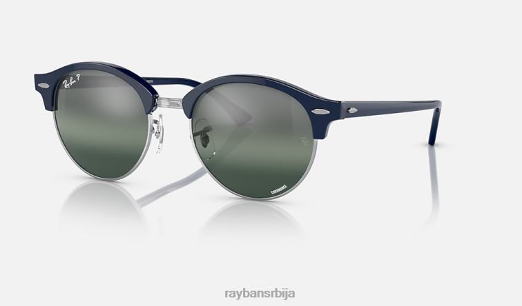 Ray-Ban цлуброунд хроманце P0HP465 наочаре за сунце полирано плаво на сребро/сребро/плаво мушкарци