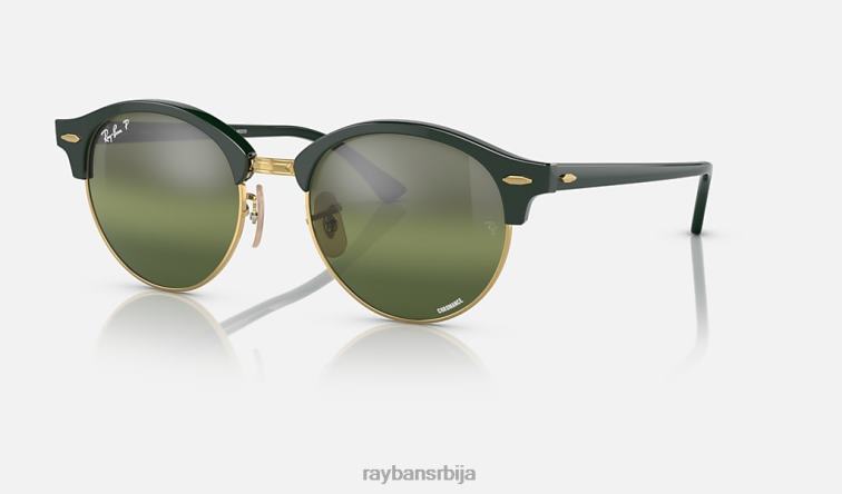Ray-Ban цлуброунд хроманце P0HP466 наочаре за сунце полирано зелено на злату/сребру/зелено мушкарци