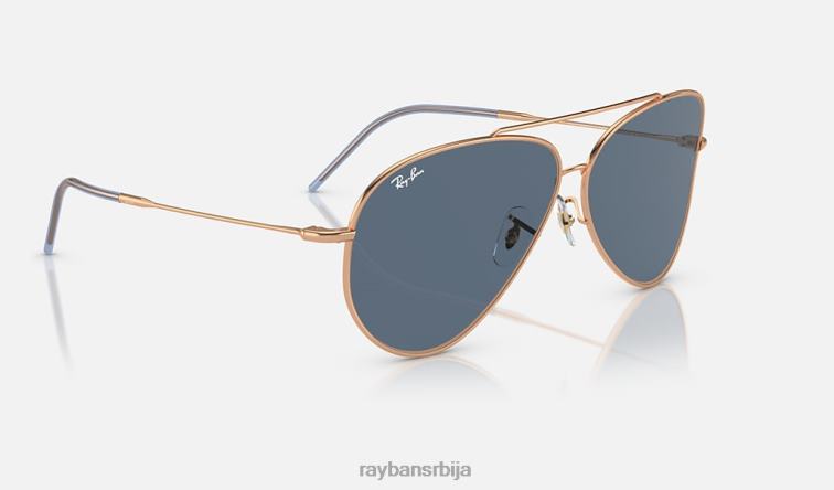 Ray-Ban авиатор реверс P0HP47 наочаре за сунце полирано ружичасто злато/плаво мушкарци