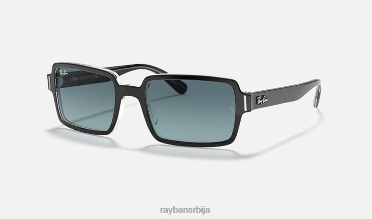 Ray-Ban бењи P0HP482 наочаре за сунце полирано црно на транспарентно/плаво мушкарци
