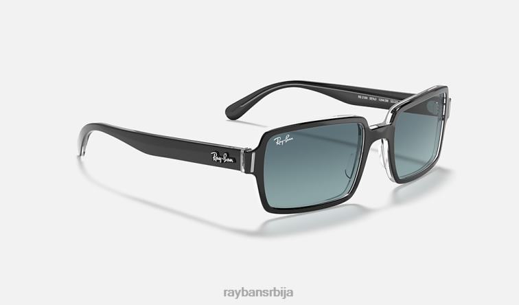 Ray-Ban бењи P0HP482 наочаре за сунце полирано црно на транспарентно/плаво мушкарци