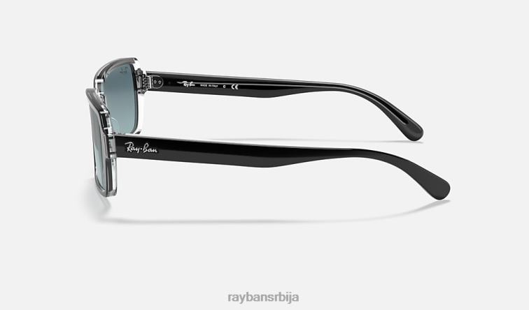 Ray-Ban бењи P0HP482 наочаре за сунце полирано црно на транспарентно/плаво мушкарци
