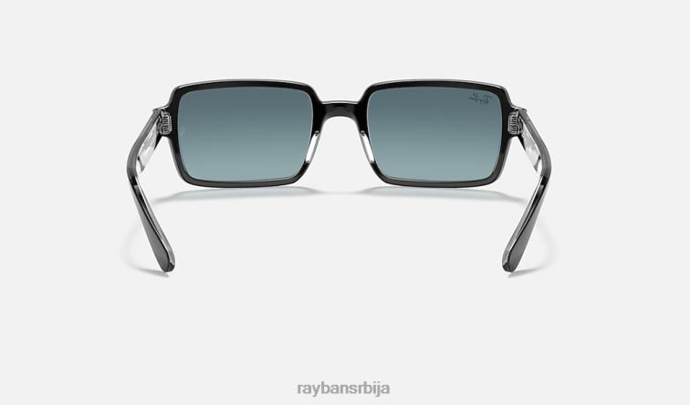 Ray-Ban бењи P0HP482 наочаре за сунце полирано црно на транспарентно/плаво мушкарци