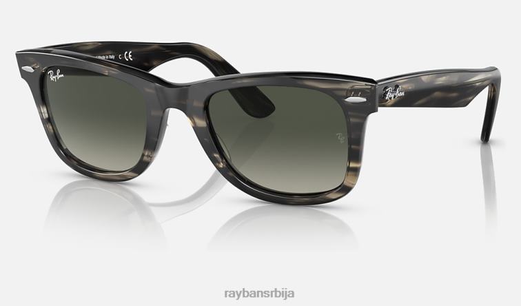 Ray-Ban оригинални ваифарер био-ацетат P0HP495 наочаре за сунце углачана пругаста сива/сива мушкарци