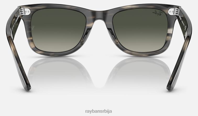 Ray-Ban оригинални ваифарер био-ацетат P0HP495 наочаре за сунце углачана пругаста сива/сива мушкарци
