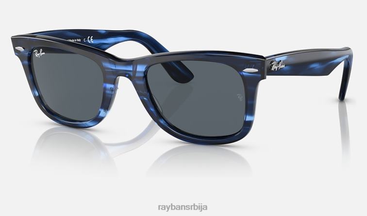 Ray-Ban оригинални ваифарер био-ацетат P0HP496 наочаре за сунце углачана пругаста плава/плава мушкарци