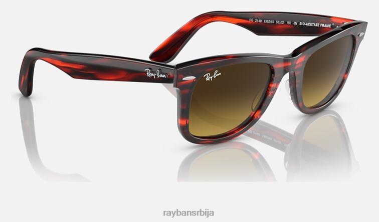 Ray-Ban оригинални ваифарер био-ацетат P0HP497 наочаре за сунце полиране пругасте црвене/браон боје мушкарци
