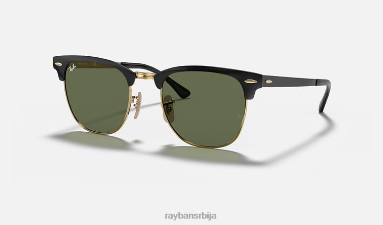 Ray-Ban цлубмастер метал P0HP514 наочаре за сунце полирано црно на златно/зелено мушкарци