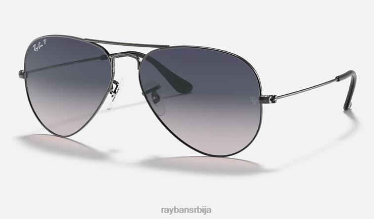 Ray-Ban авијатичар градијент P0HP525 наочаре за сунце углачан гунметал/плаво/сиво мушкарци