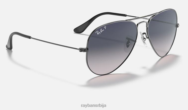 Ray-Ban авијатичар градијент P0HP525 наочаре за сунце углачан гунметал/плаво/сиво мушкарци