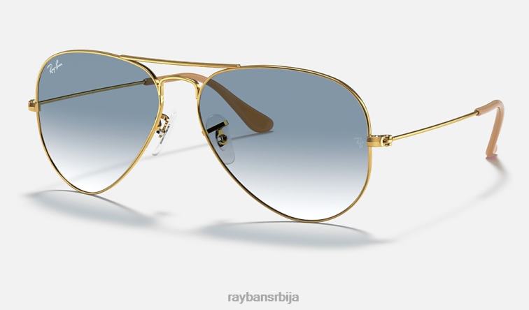 Ray-Ban авијатичар градијент P0HP526 наочаре за сунце полирано злато/светло плаво мушкарци