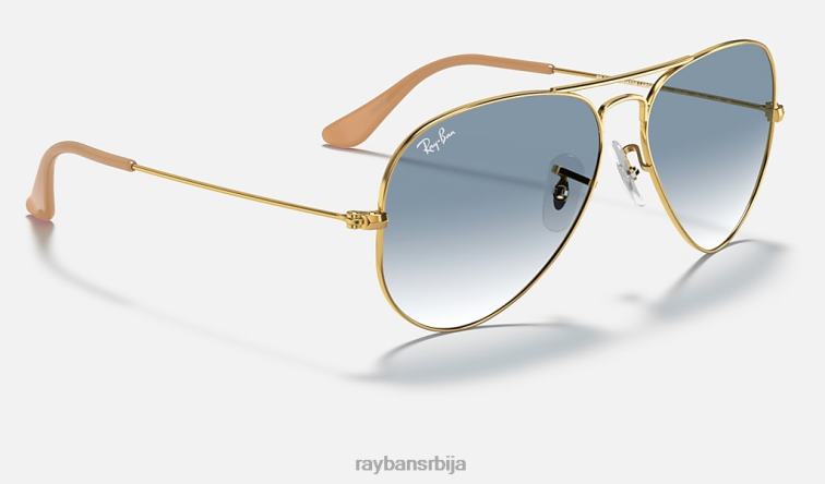 Ray-Ban авијатичар градијент P0HP526 наочаре за сунце полирано злато/светло плаво мушкарци