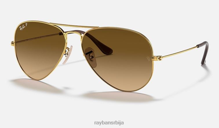 Ray-Ban авијатичар градијент P0HP528 наочаре за сунце полирано злато/браон мушкарци