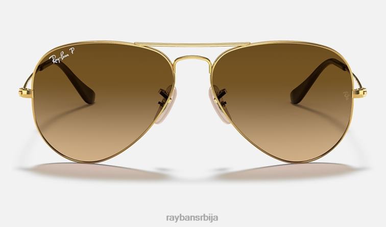 Ray-Ban авијатичар градијент P0HP528 наочаре за сунце полирано злато/браон мушкарци