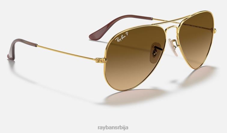 Ray-Ban авијатичар градијент P0HP528 наочаре за сунце полирано злато/браон мушкарци