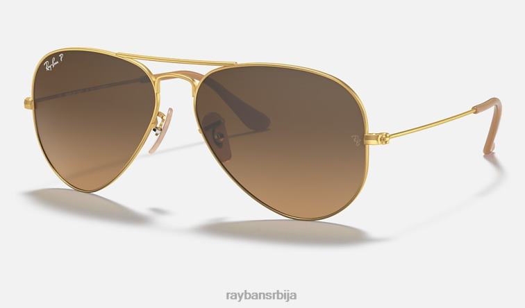 Ray-Ban авијатичар градијент P0HP529 наочаре за сунце мат златно/браон мушкарци
