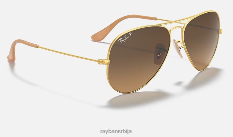 Ray-Ban авијатичар градијент P0HP529 наочаре за сунце мат златно/браон мушкарци