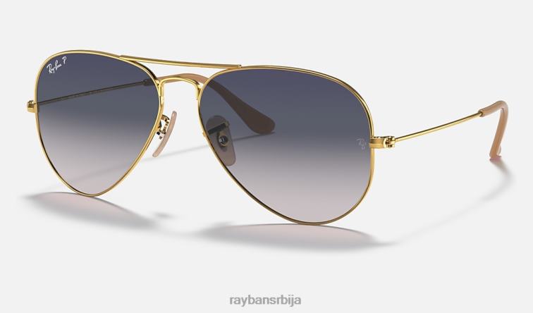 Ray-Ban авијатичар градијент P0HP530 наочаре за сунце полирано златно/плаво/сиво мушкарци