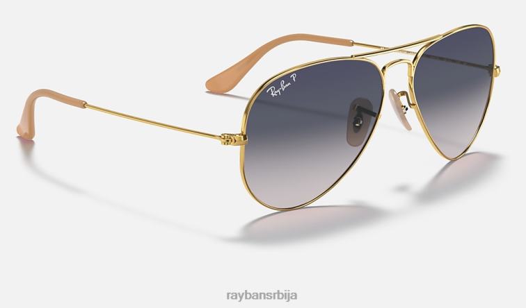 Ray-Ban авијатичар градијент P0HP530 наочаре за сунце полирано златно/плаво/сиво мушкарци