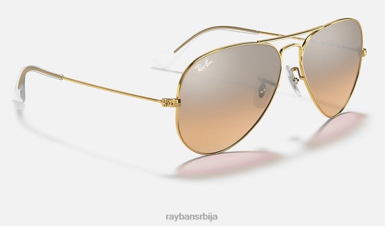 Ray-Ban авијатичар градијент P0HP531 наочаре за сунце полирано злато/сребро/розе мушкарци