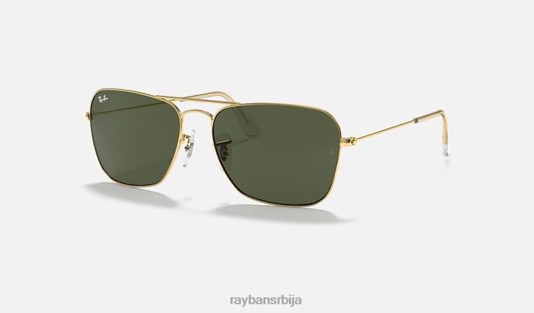 Ray-Ban караван P0HP546 наочаре за сунце полирано златно/зелено мушкарци