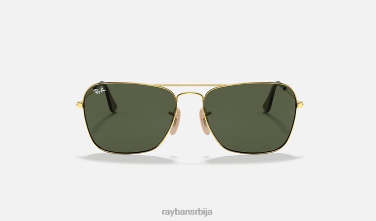 Ray-Ban караван P0HP547 наочаре за сунце полирано златно/зелено мушкарци