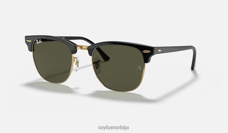 Ray-Ban цлубмастер цлассиц P0HP56 наочаре за сунце полирано црно на златно/зелено мушкарци