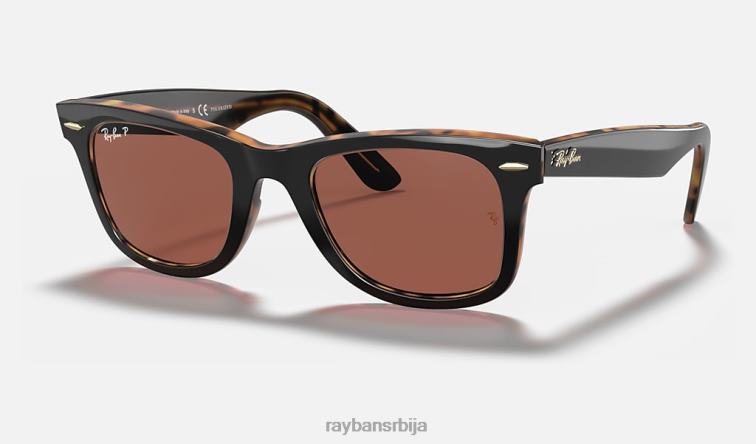 Ray-Ban оригинална колекција ваифарер P0HP566 наочаре за сунце углачана сива на хавана/љубичаста мушкарци